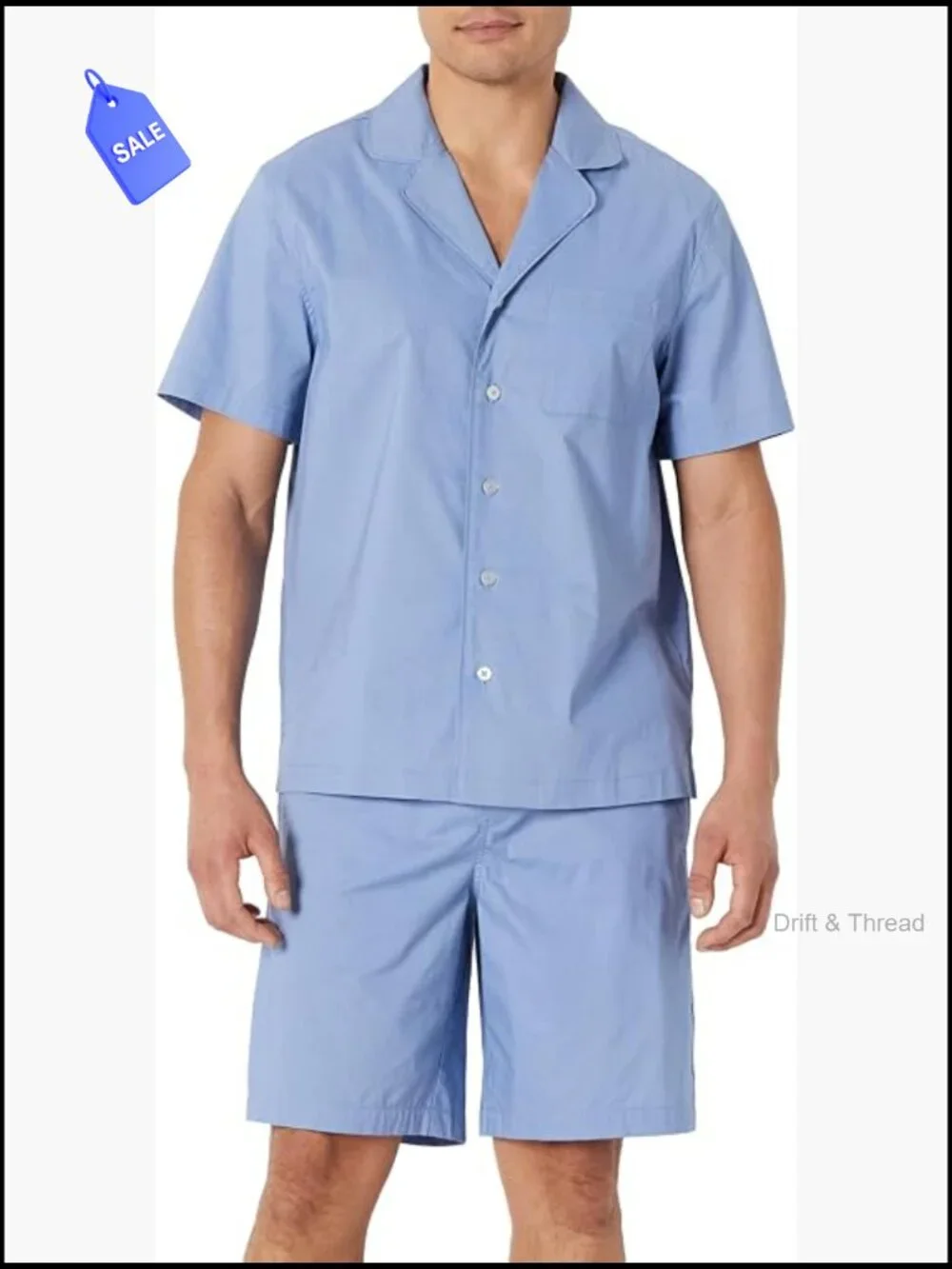 Men's Cotton Stretch Poplin Notch Collar Short Pajama Set - Relaxed Fit Sleeper